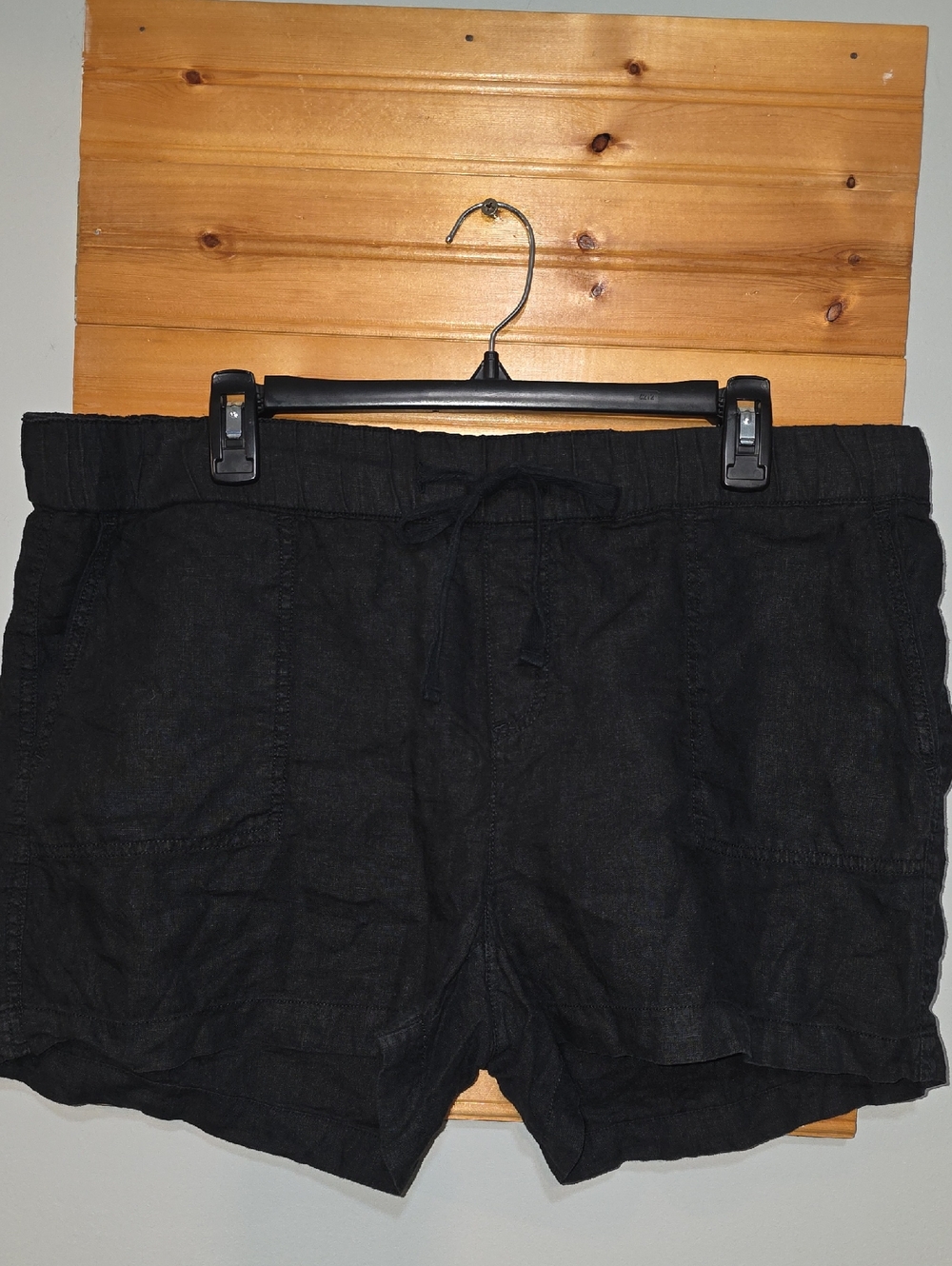 Caslon Black Drawstring Linen Shorts Large